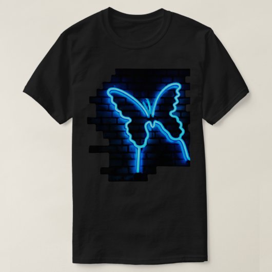 Neon Butterfly op de muur T-shirt (Design voorkant)