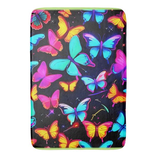 Neon Butterfly Pattern Badmat (Voorkant Verticaal)