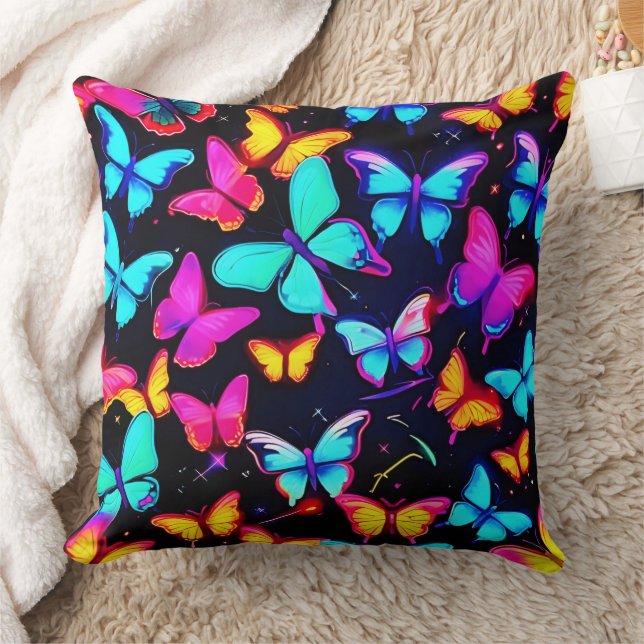 Neon Butterfly Pattern Kussen (Deken)