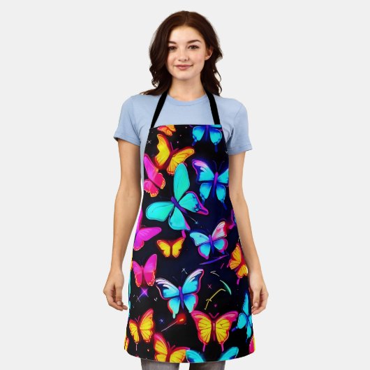 Neon Butterfly Pattern Schort (Gedragen)