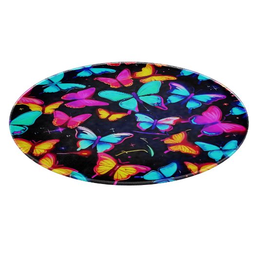 Neon Butterfly Pattern Snijplank (Hoek)