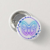 Neon Butterfly Ronde Button 3,2 Cm (Voorkant /achterkant)