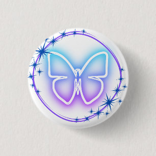 Neon Butterfly Ronde Button 3,2 Cm