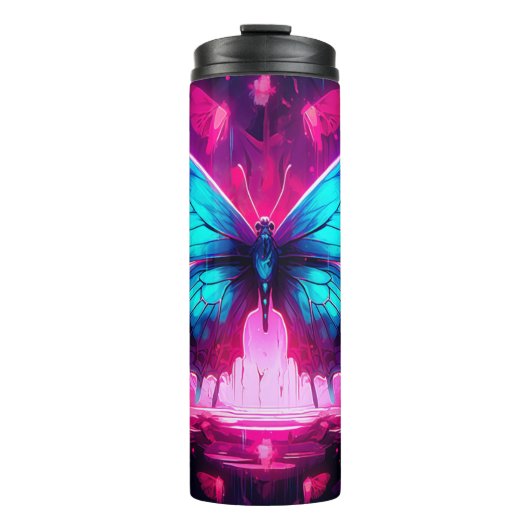 Neon Butterfly Thermosbeker (Voorkant)