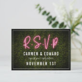 Neon Buxus Huwelijk RSVP Kaartje (Staand voorkant)