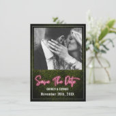 Neon Buxus Huwelijksfoto Save The Date (Staand voorkant)