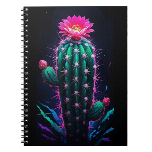 Neon Cactus Bloom Notitieboek (Voorkant)