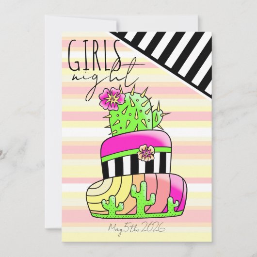 Neon Cactus Invitation Kaart (Voorkant)