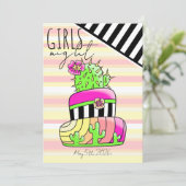 Neon Cactus Invitation Kaart (Staand voorkant)