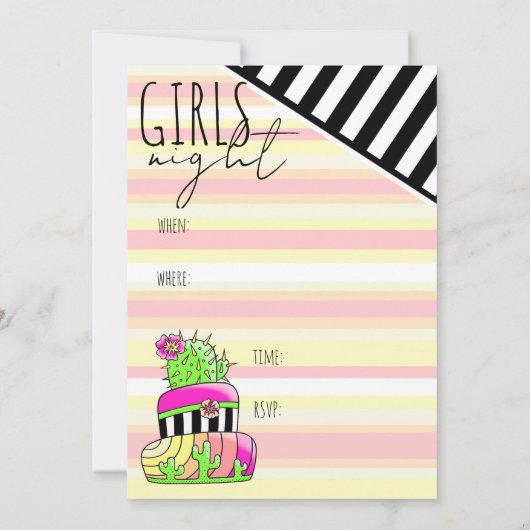 Neon Cactus Invitation Kaart (Achterkant)