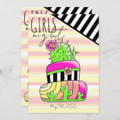 Neon Cactus Uitnodiging (Voorkant / Achterkant)