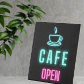 Neon Cafe Open Business Pedestal Sign Reclamebord Met Voetstuk