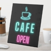 Neon Cafe Open Business Pedestal Sign Reclamebord Met Voetstuk (Insitu)