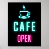 Neon Cafe Open Business Sign Poster (Voorkant)