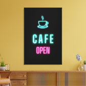 Neon Cafe Open Coffee Bar Canvas Afdruk (Insitu (Woonkamer))