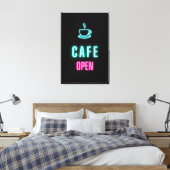 Neon Cafe Open Coffee Bar Canvas Afdruk (Insitu (Slaapkamer))