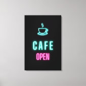 Neon Cafe Open Coffee Bar Canvas Afdruk (Voorkant)