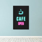 Neon Cafe Open Coffee Bar Canvas Afdruk (Insitu (Houten vloer))