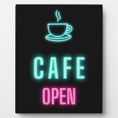 Neon Cafe Open Coffee Bar Countertop Sign Fotoplaat (Voorkant)