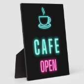 Neon Cafe Open Coffee Bar Countertop Sign Fotoplaat (Zijkant)