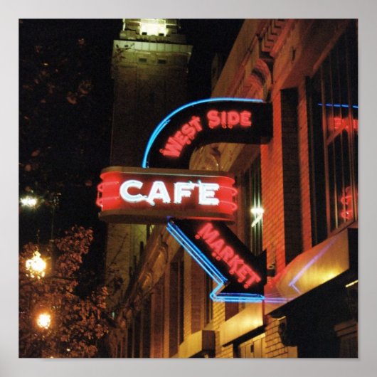 Neon Cafe Sign (Cleveland, Ohio) Poster 12x12 (Voorkant)