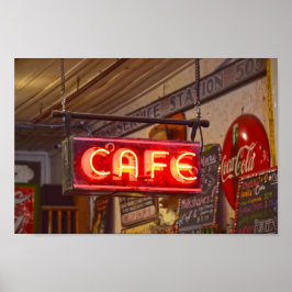 Neon Cafe Sign, Jefferson, Texas Poster