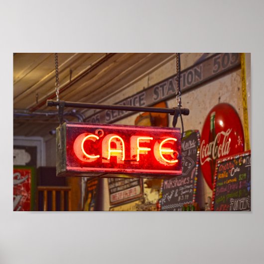 Neon Cafe Sign, Jefferson, Texas Poster (Voorkant)