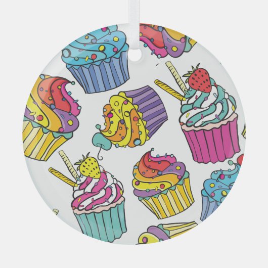 Neon Cakes: Pop Art Pattern. Glas Ornament (Voorkant)