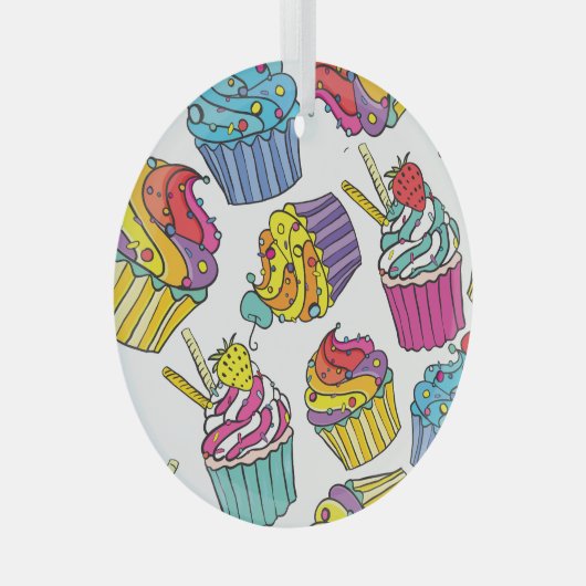 Neon Cakes: Pop Art Pattern. Glas Ornament (Voorkant Rechts)