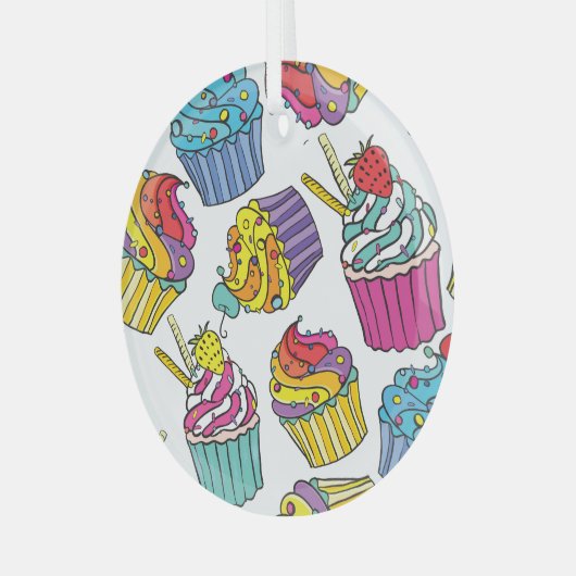 Neon Cakes: Pop Art Pattern. Glas Ornament (Voorkant links)