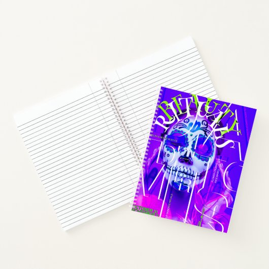 Neon Calavera Notitieboek - Dag van de Dode Schede (Binnen)