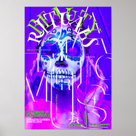 Neon Calavera Poster - Dag van de Dode Schedelmuur