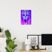 Neon Calavera Poster - Dag van de Dode Schedelmuur (Thuiskantoor)