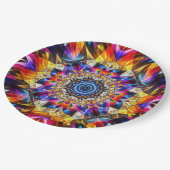Neon caleidoscoop ontwerp papieren bordje (Gekanteld)