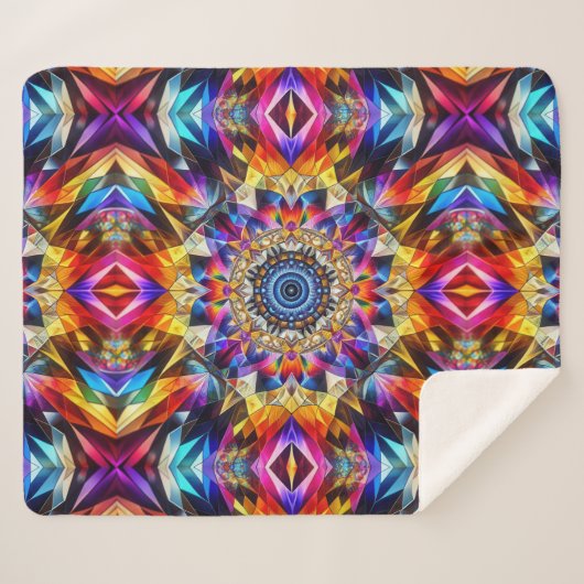 Neon caleidoscoop ontwerp sherpa deken (Voorkant (horizontaal))