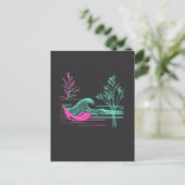 NEON CALM – Retro Wave & Botanical Line Art Briefkaart (Staand voorkant)