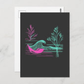NEON CALM – Retro Wave & Botanical Line Art Briefkaart (Voorkant / Achterkant)