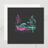 NEON CALM – Retro Wave & Botanical Line Art Feestdagenkaart (Voorkant / Achterkant)
