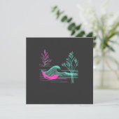 NEON CALM – Retro Wave & Botanical Line Art Feestdagenkaart (Staand voorkant)