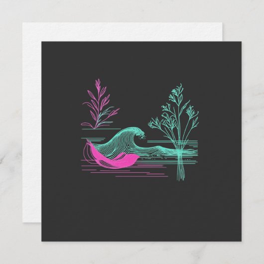 NEON CALM – Retro Wave & Botanical Line Art Kaart (Voorkant / Achterkant)