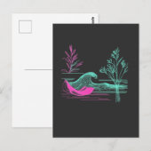 NEON CALM – Retro Wave & Botanische Lijnkunst Briefkaart (Voorkant / Achterkant)