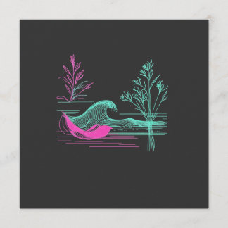 NEON CALM – Retro Wave & Botanische Lijnkunst Kaart