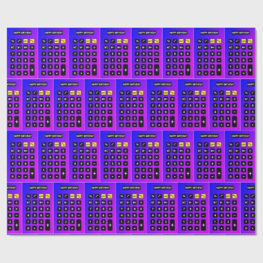 Neon Calulator verjaardag Cadeaupapier (Vlak)