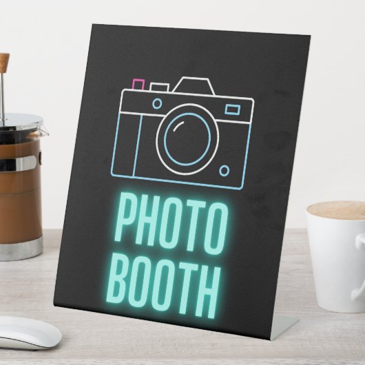 Neon Camera Photo Booth Reclamebord Met Voetstuk (Insitu)