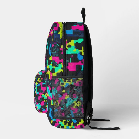 Neon Camouflage Pattern Bedrukte Rugzak (Rechts)
