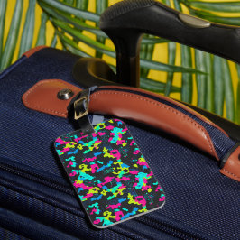 Neon Camouflagepatroon Bagagelabel