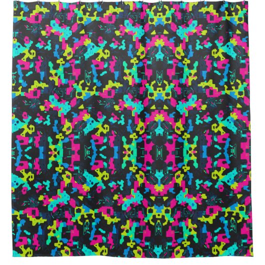 Neon Camouflagepatroon Douchegordijn (Voorkant)