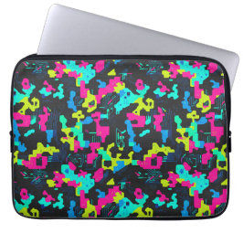 Neon Camouflagepatroon Laptop Sleeve