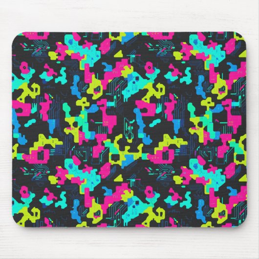 Neon Camouflagepatroon Muismat (Voorkant)