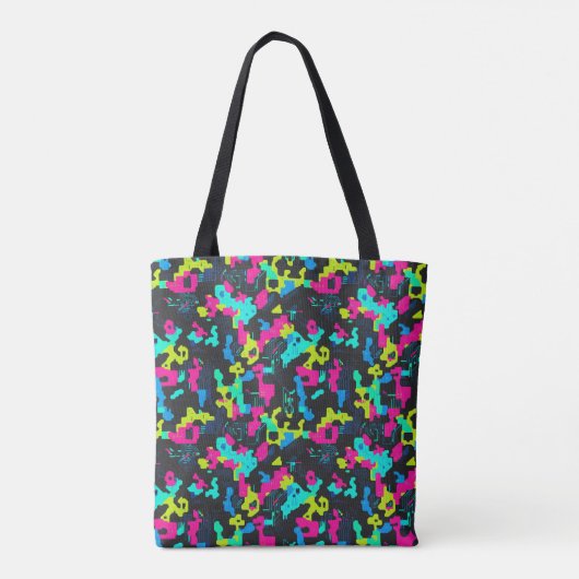Neon Camouflagepatroon Tote Bag (Achterkant)